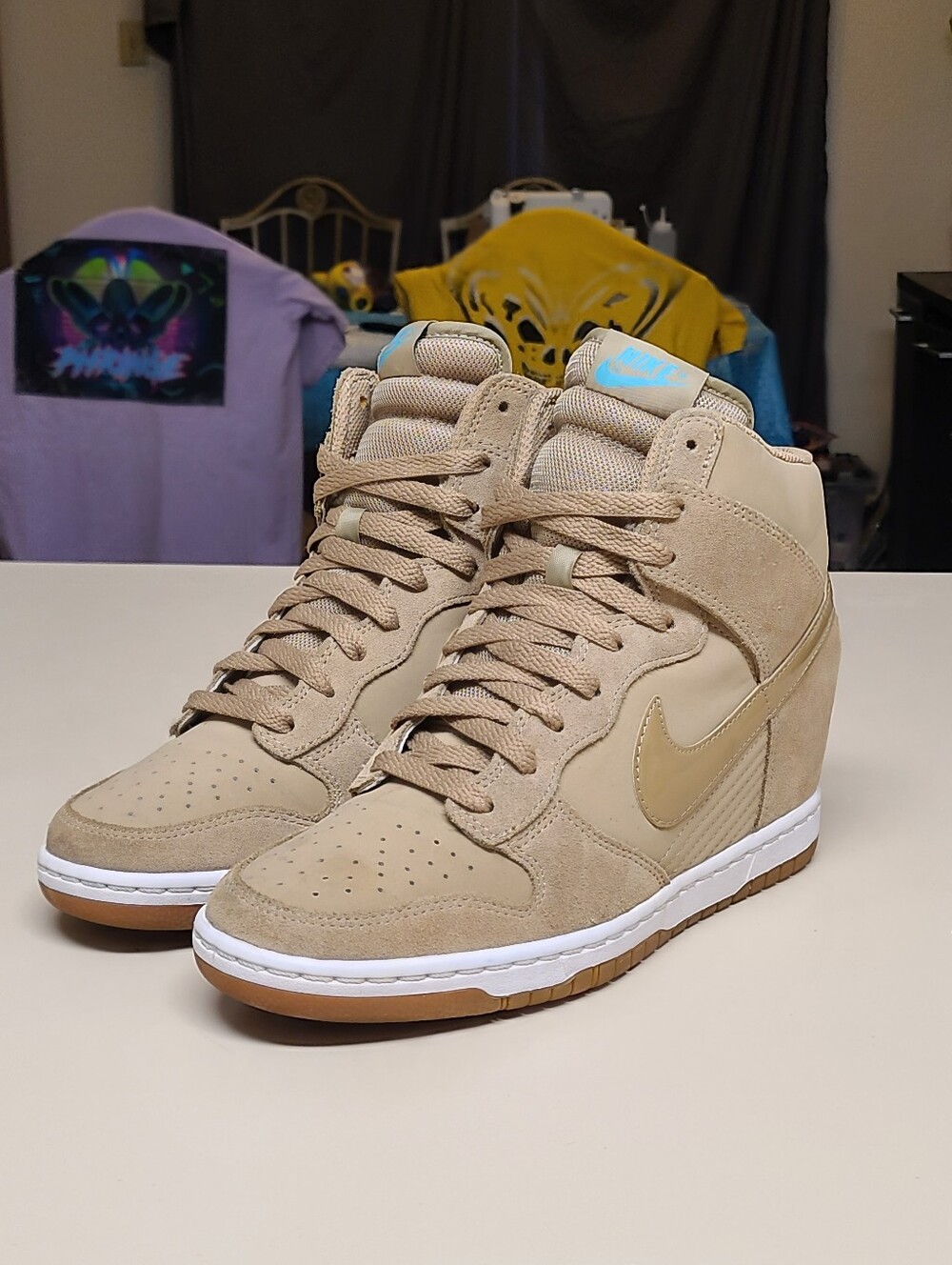 Nike Dunk Sky Hi Essentials Desert Camo casual wedge skateboard sneakers size 9
